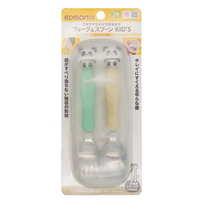 EDISON mama KJC 兒童學習餐具組 附收納盒, 熊貓, 叉子 + 湯匙, 1組