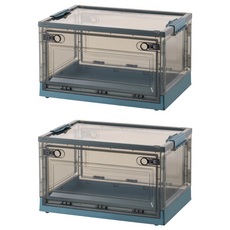 三開式折疊收納箱, 47 x 35 x 23.5cm, 湛湛藍 + 茶色, 2個