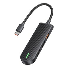 Mcdodo 麥多多 智享系列Type C轉接器 五合一, 帶SD/TF雙卡槽 柔軟編織線 輕巧便攜, 黑色, 1個