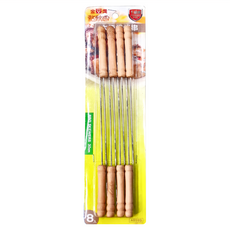 點秋香 不鏽鋼木柄燒烤串 8支 實用堅固 可重覆使用, A8599