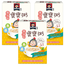 QUAKER 桂格 無添加寶寶粥 5個月以上 4包, 雞肉鮮蔬, 600g, 3盒
