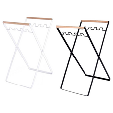 Homely Zakka日式簡約木柄鐵藝廚房折疊分類垃圾架 2個, 黑色 + 白色, 33.5 x 24.5 x 46.5cm