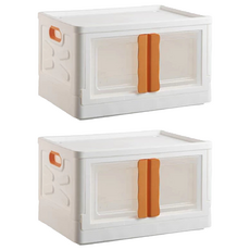 JOEKI 北歐風摺疊收納櫃, PP材質, 承重60kg, 橙色, 50 x 35 x 28.5cm, 2個