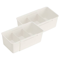 Couselect 廚房衣櫃抽屜伸縮分隔收納盒 寬款 米白色 2個, 27 x 14.5 x 9.5cm