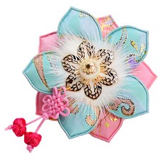 HANNAL 女童傳統花髮夾 5公分, 6 x 6cm, 玉色 粉色