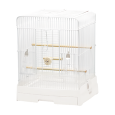 LillipHut 麗利寶 舒適快潔鳥籠 40 白色, 托盤前拉設計 方便日常清潔, 圓弧形餐具易食用, 1個