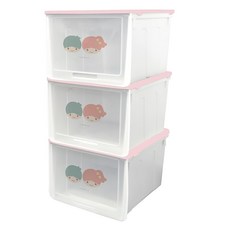 收納王妃 三麗鷗防塵收納鞋盒3入組 33 x 26.5 x 21.5cm, 雙星仙子 透明色 + 粉色, 1組