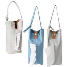 E.City 北歐風布藝皮釦紙巾掛袋 帆布材質, 28 x 12 x 7cm, 顏色隨機