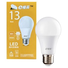 e極亮 全電壓 13W LED超光效燈泡 E27, 1個, 黃光