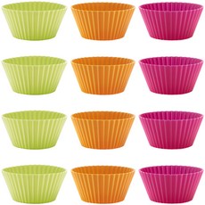 LeKue 三色瑪芬烤杯12件組, 綠色 + 橘色 + 桃色, 12個