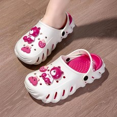 輕便兩穿厚底洞洞鞋-戀愛桃紅 EVA材質 5cm厚底 防滑鞋底 靜音拖鞋, 36~37