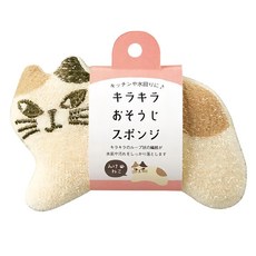 DECOLE 三花貓造型菜瓜布 帶掛繩, 1個