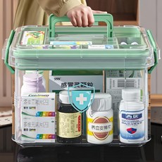 德利生活 雙層家庭醫藥箱 特大, 透明色, 1個