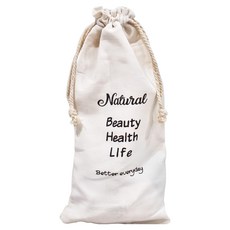 棉麻束口袋 Natural Beauty Health Life, 30 x 14cm, 米白色