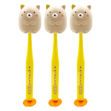 Skater U-company 牙刷 附吸盤, 角落生物 小貓, 3支, 1入