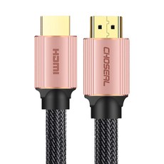 CHOseal 秋葉原 HDMI2.0高畫質4K工程級影音編織傳輸線, 1.5m, 玫瑰金, 1條