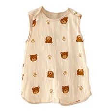 愛北鼻 棉花糖背心式防踢被, 1入, 卡其熊頭