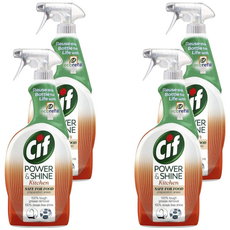 Cif 潔而亮 廚房用清潔劑，有效去除頑固油脂，保持清潔閃亮, 700ml, 4瓶