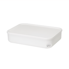 生活采家日系大號扁款附蓋收納盒 7.5公升 可堆疊 防塵 換季收納, 純白色, 1個
