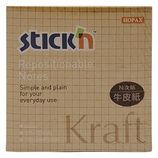 N次貼 牛皮紙格線便條本 4x4in 100張/本, 牛皮紙 棕色, 100張, 12本