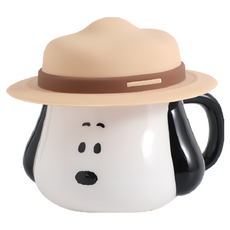 PEANUTS 史努比 草帽陶瓷馬克杯 13.5 x 12 x 8.3cm + 杯蓋14.2 x 14.2 x 4cm 500ml, 混和顏色, 1組