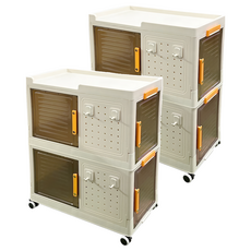 洞洞板收納箱 7230 二層-奶油黃, 54 x 32 x 67.5cm, 2個