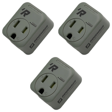 REMEMBER OUTDOOR 3轉2轉接頭, 15A Max, AC 125V, 3PIN, 4.5cm, 戰術綠, 3個