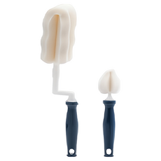 Plora 奶瓶清潔組，含旋轉奶瓶刷 藍色 1入 + 奶嘴刷 藍色 1入, 1組