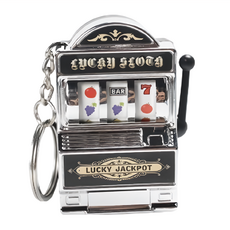 迷你拉霸機 拉霸機鑰匙圈 Set 2 塑膠材質 可當擺飾, 銀色, 5.5 x 3.7 x 2.4cm, 1組