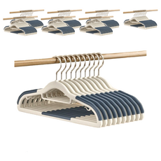 理享家 無痕防滑多功能衣架 雙位款, 孔雀藍, 5組