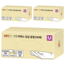 comet 合成橡膠手套 200入, 中(M), 白色, 3盒