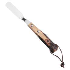 CAPTAIN STAG 鹿牌 原木柄奶油刀, 18-8不鏽鋼 天然木材 皮革 約16.5cm, M-8570, 1支