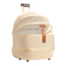 YSS 時尚蒙古包寵物背包 透氣寵物外出提籠 寵物旅行必備, 亞麻色, 1個, 33*25*40cm