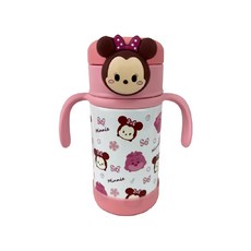 TSUM TSUM Disney系列 保溫瓶 把手款 280ml 米妮, 粉色 + 白色, 1個
