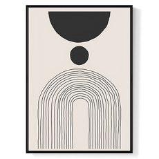 菠蘿選畫所 點線圓舞曲IV掛畫 30 x 40cm 黑色框架 北歐簡約風格壁畫, 黑色