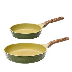 FOUR SEASONS 電磁爐鍋2件組, 平底鍋 20cm+30cm, 橄欖綠, 1組