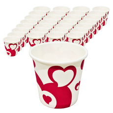 試飲杯74ml 一次性紙杯 心形圖案設計 適用於試飲、派對聚會, 50個, 40條