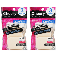ISHIHARA 石原商店 櫻桃肌粉餅撲, 3入裝, 抗菌防黴, 乾淨衛生, 41x53mm, 長角型, 2包