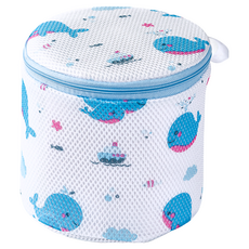 Little Pink Rabbit 粉彩小兔 三明治內衣洗衣袋 17x17cm, 藍鯨魚, 1包