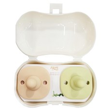 tgm Nature 矽膠安撫奶嘴組 + 收納盒, 可愛小熊造型設計, 0個月以上, 膚色 + 綠色, 1組