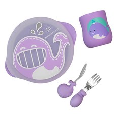 MARCUS&MARCUS 動物樂園用餐訓練學習禮盒組, 紫色, 鯨魚, 1組