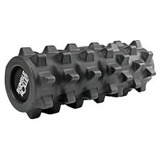 RUMBLE ROLLER 短版加強滾筒，高密度實心，專利結構深層按摩, 黑色, 1個, 33cm