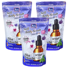 YOKO 去角質沐浴鹽 積雪草+茶樹 Ultra HYA8 12合1, 350g, 3包