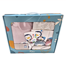 PUKU 藍色企鵝 月光柔柔親膚禮盒, 肚衣, 手套..., 肚衣50cm 手套10 x 8cm 手帕30 x 30cm 澡巾30 x 45cm 吊飾21 x 15cm 幼兒枕35 x 23 x 4cm 浴巾90 x 90cm, 素色粉