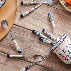 PRACA 餐具筒 + 茶匙叉子組, 1組, 瀝水桶+茶匙 5入+點心叉 5入