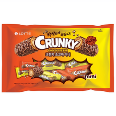 LOTTE 樂天 CRUNKY 迷你雙重可可脆 405g 點心棒 酥脆口感 濃郁花生香氣 獨立包裝 方便攜帶, 1袋