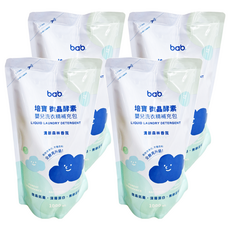 bab 培寶 微晶酵素嬰兒洗衣精補充包，清新森林香氛，高效洗淨力不傷衣料，全額再升級，微晶抗菌深層潔白無磷配方, 1L, 4包