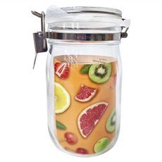 SEISHO 星硝 玻璃扣式密封罐 1L, 18-8不鏽鋼零件, 寬口徑易清洗, 1個