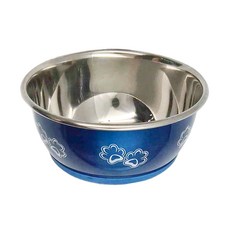 Durapet 不銹鋼防滑寵物碗, 特殊抗菌橡膠碗底, 漾藍色, 1個