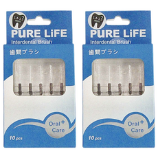 PuRE LiFE 寶淨 纖柔護齒可替換牙間刷毛 V-09 Set, 時尚金屬質感環保刷柄, 10支, 2組, 1.4-1.5 mm